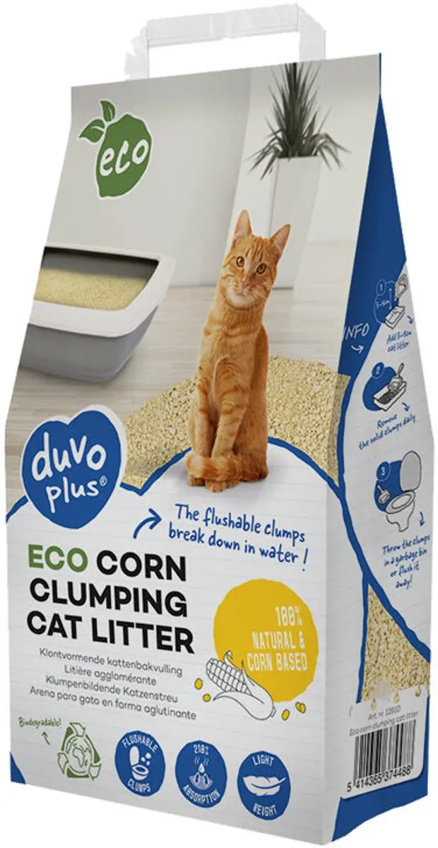 DuvoPlus Eco Maïskorrels Kattenbakvulling 10kg