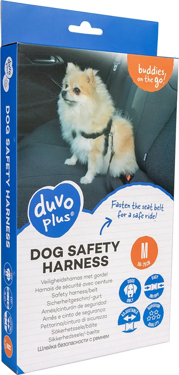 Duvo Veiligheidsharnas Hond Auto M - Zwart