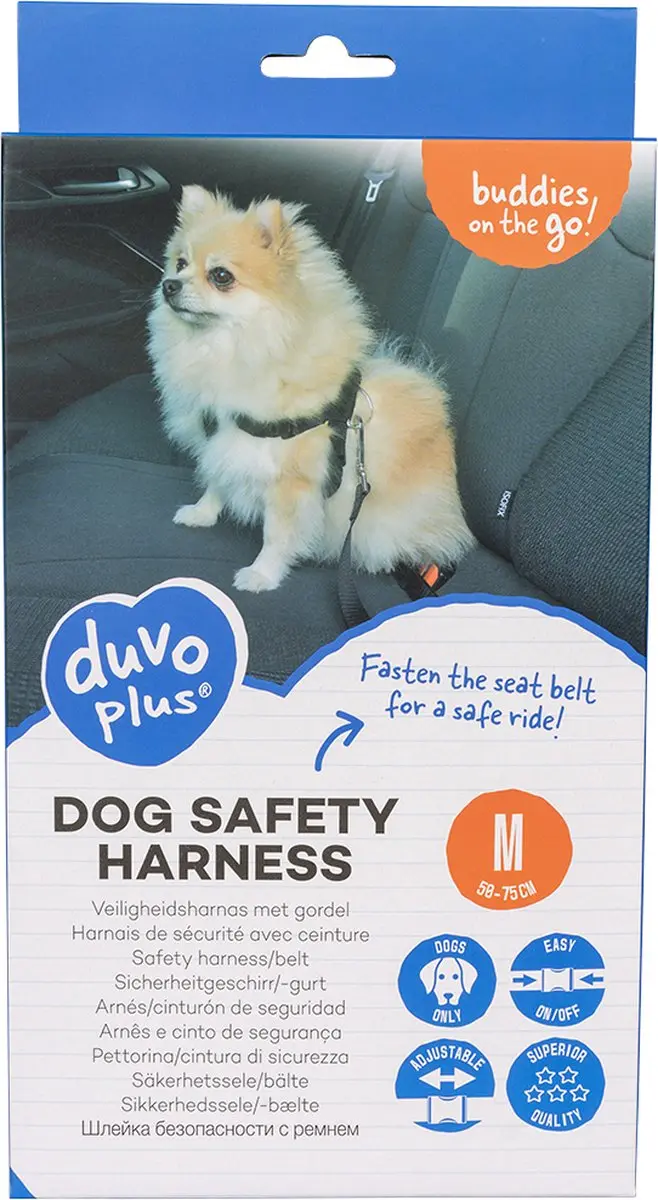 Duvo Veiligheidsharnas Hond Auto M - Zwart