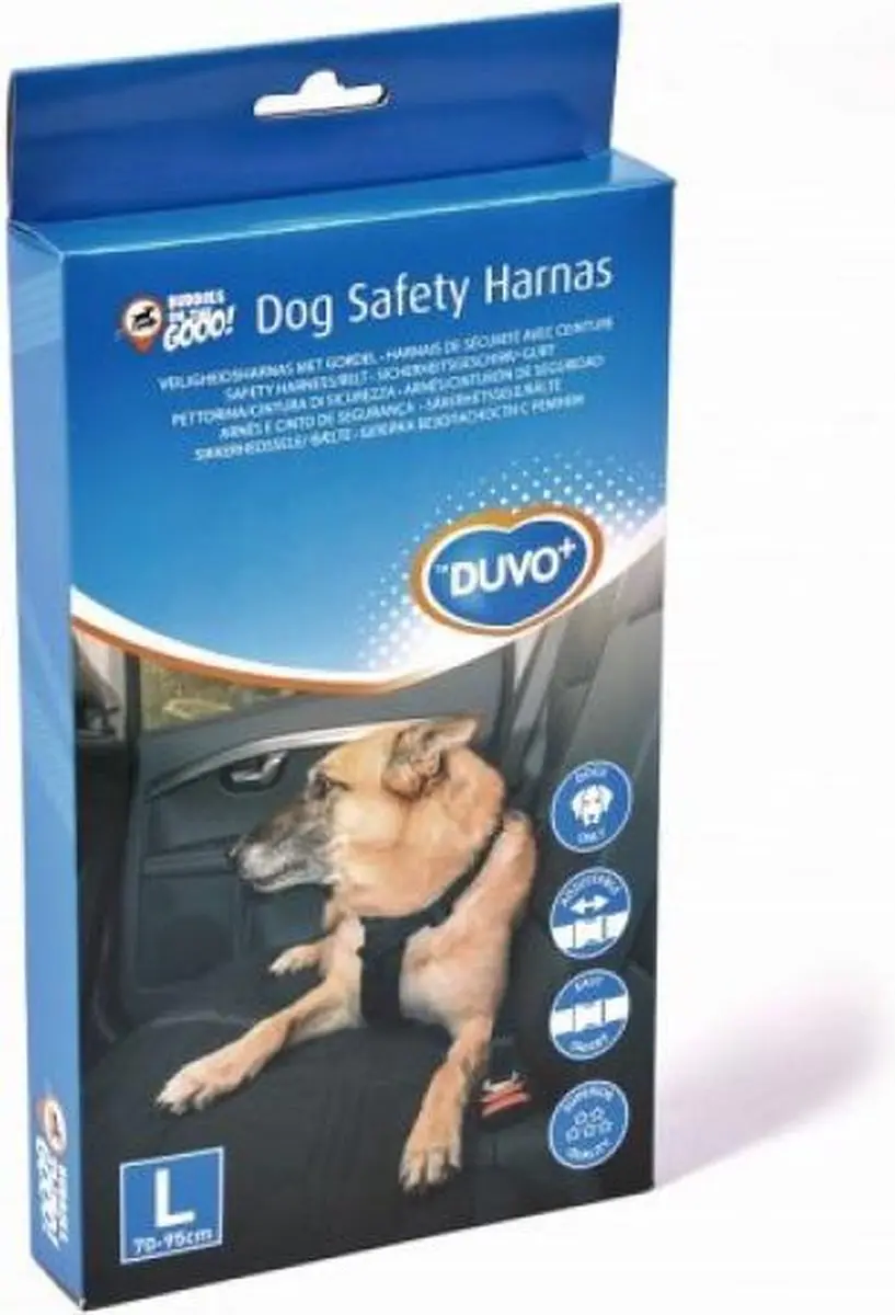 Duvo Veiligheidsharnas Hond Auto M - Zwart