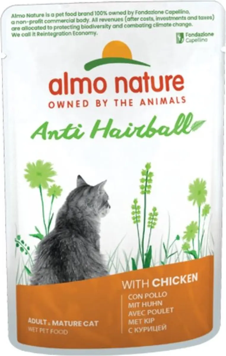Almo Nature Holistic Kat Pouch Anti-Haarbal Kabeljauw & Kip - 6x70g
