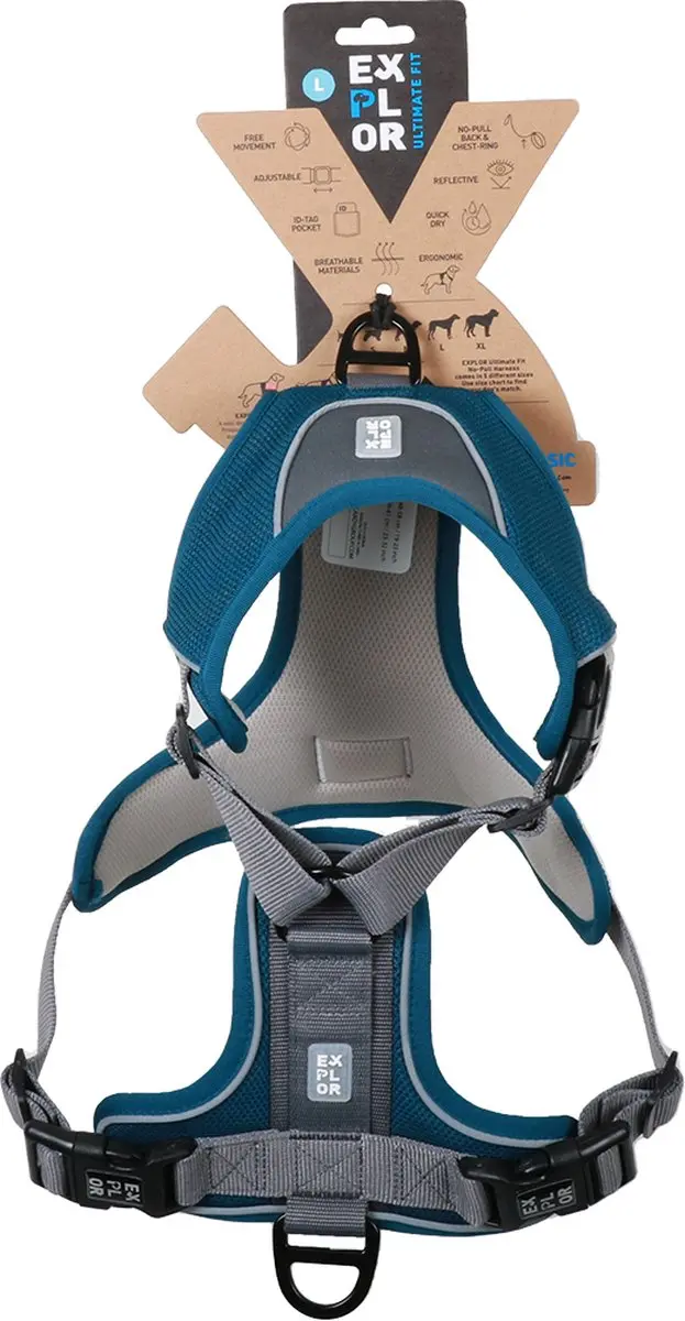 Duvo Duvoplus Ultimate Fit No-Pull Harnas Classic L - 48-58cm/58-81cm Petrol Blue