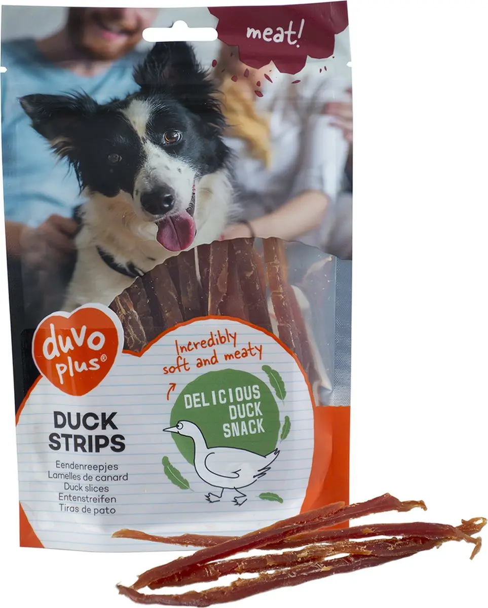 Duvo Duvoplus Meat! Eendenstrips Hond 80g - 25 Stuks