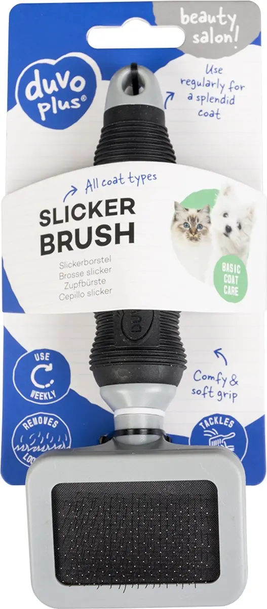 DuvoPlus Dierenborstel Hond Slickerborstel Small - Zwart/grijs