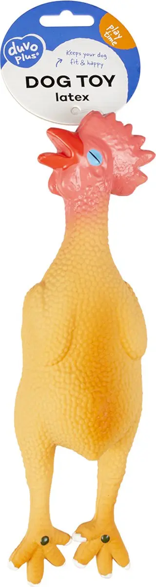 DuvoPlus Latex Piepende Kip Hond Speelgoed - 26cm - Meerkleurig