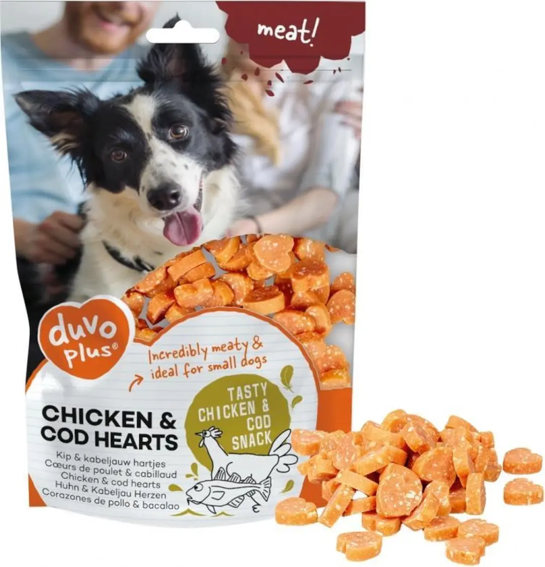 Duvo+ Meat! Hondensnacks Kip & Kabeljauwhartjes 180g