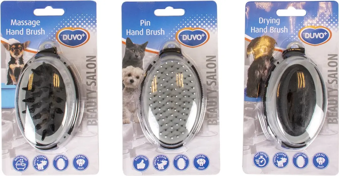 DuvoPlus Dierenborstel Hond Pinnen Handborstel 11,5x7x4cm - Zwart/grijs