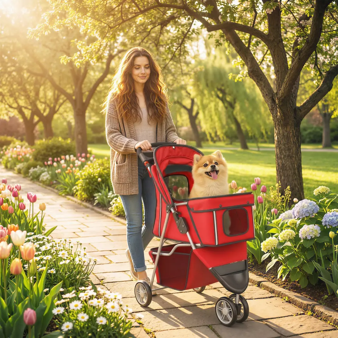 Homcom Opvouwbare Hondenwagen 77x44x102cm - Rood