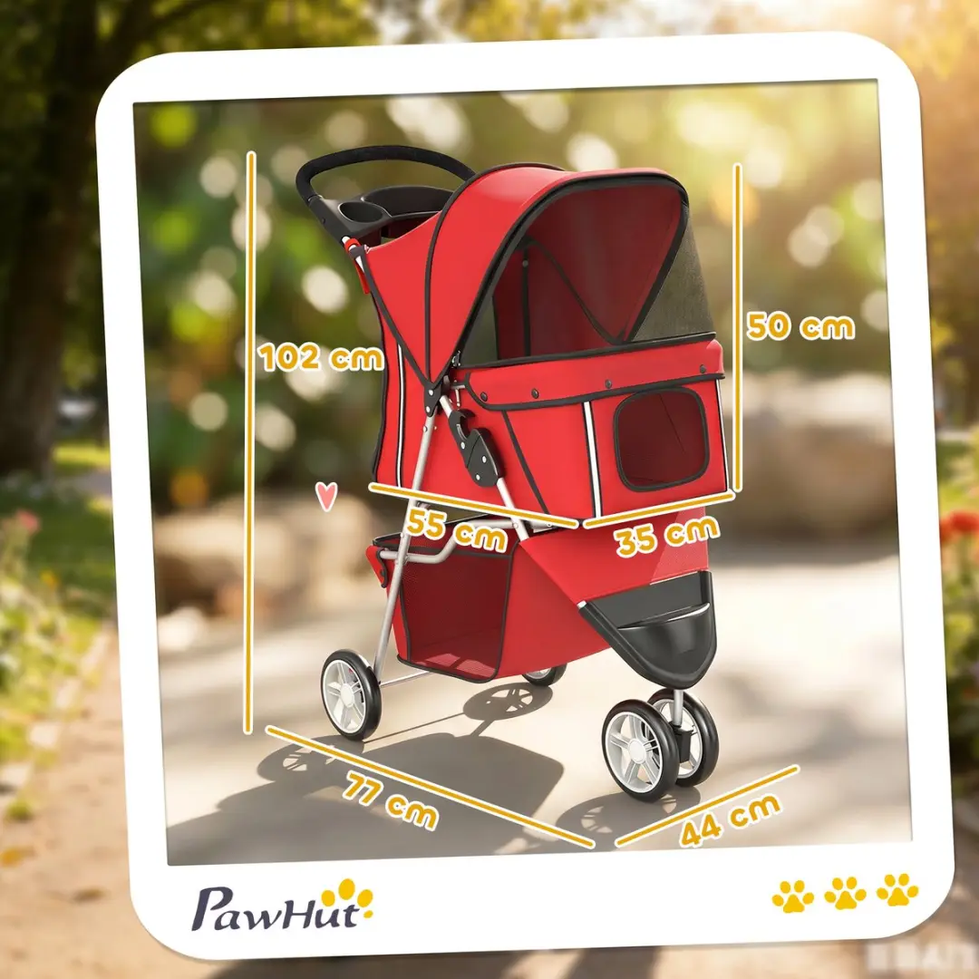 Homcom Opvouwbare Hondenwagen 77x44x102cm - Rood
