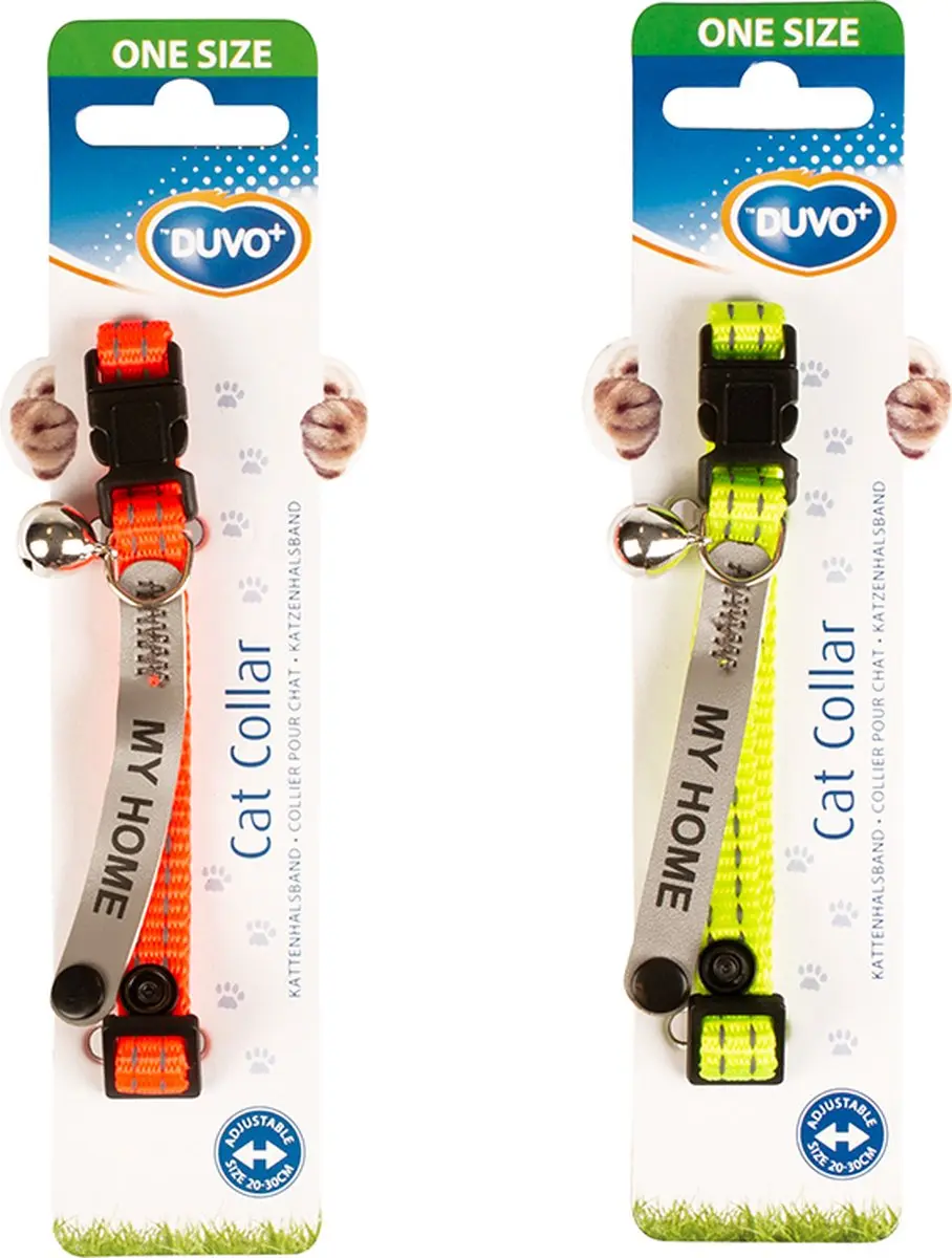 Duvo+ Kattenhalsband Reflecterend 20-30cm - Oranje/Geel