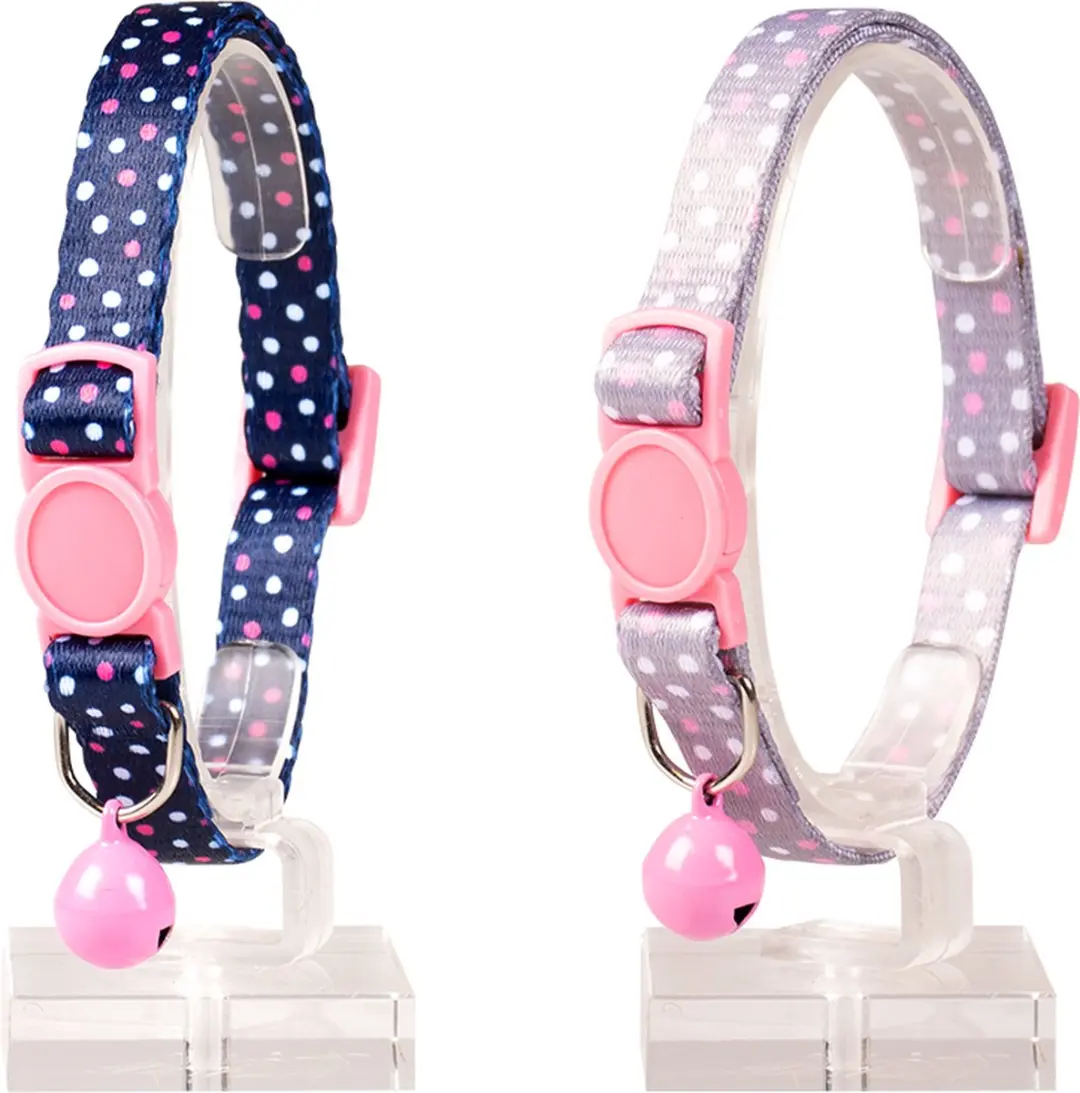 Duvo+ Kattenhalsband Bolletjes Nylon 20-30cm - Blauw