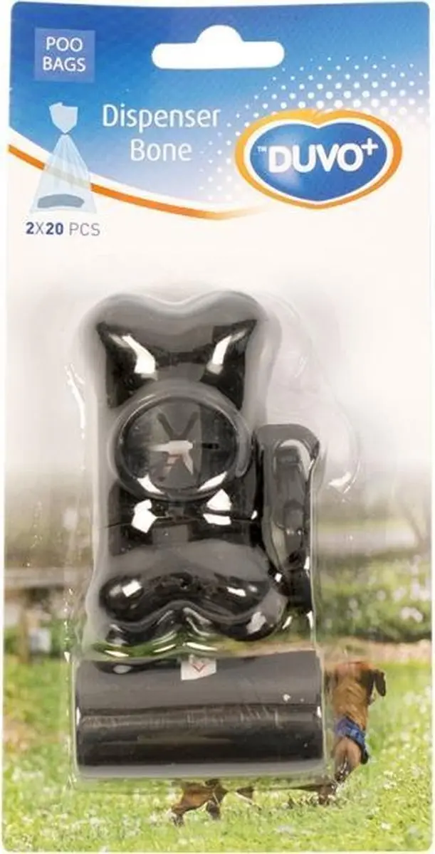 Duvo+ Poepzakdispenser Beentje 2x20st - Zwart