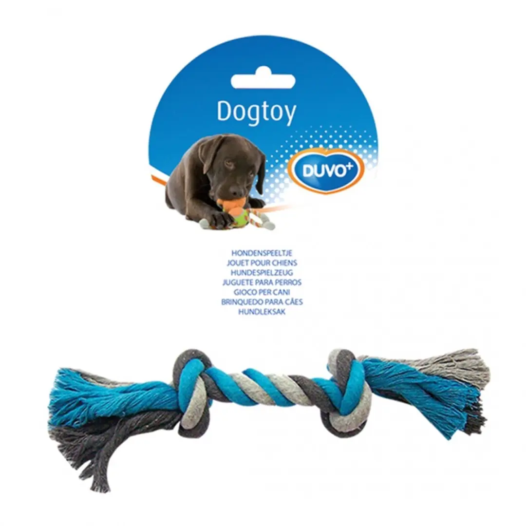 Duvo Dogtoy Knoop Katoen - Blauw/Grijs S