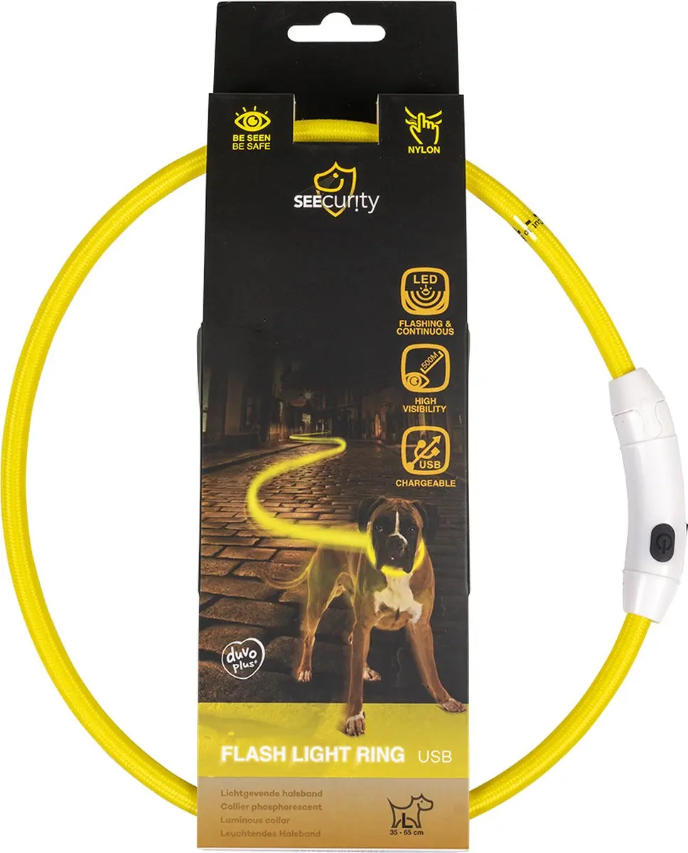 Duvo Flashlight Halsband Geel - 65cm