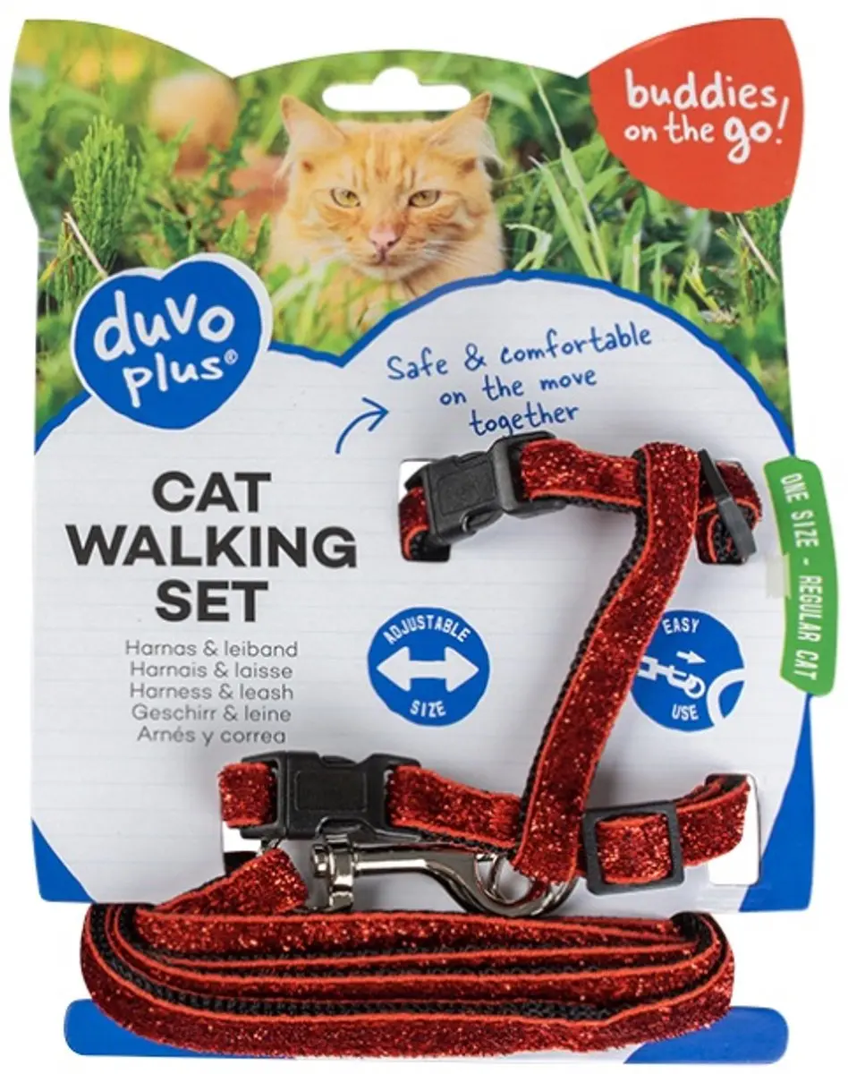 DuvoPlus Kat Wandelset Uitlaatriem Glitter 125cm
