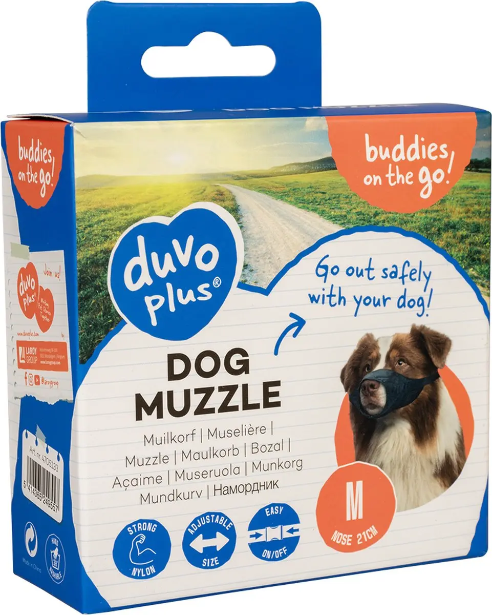 Duvo+ Muilband Nylon M - 53-77cm - Zwart