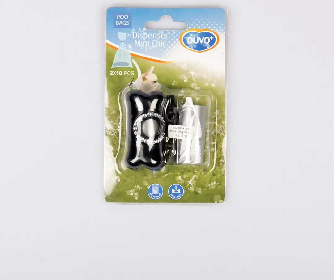 Duvo Poepzakjes Dispenser Beentje Mini Chic - Zwart