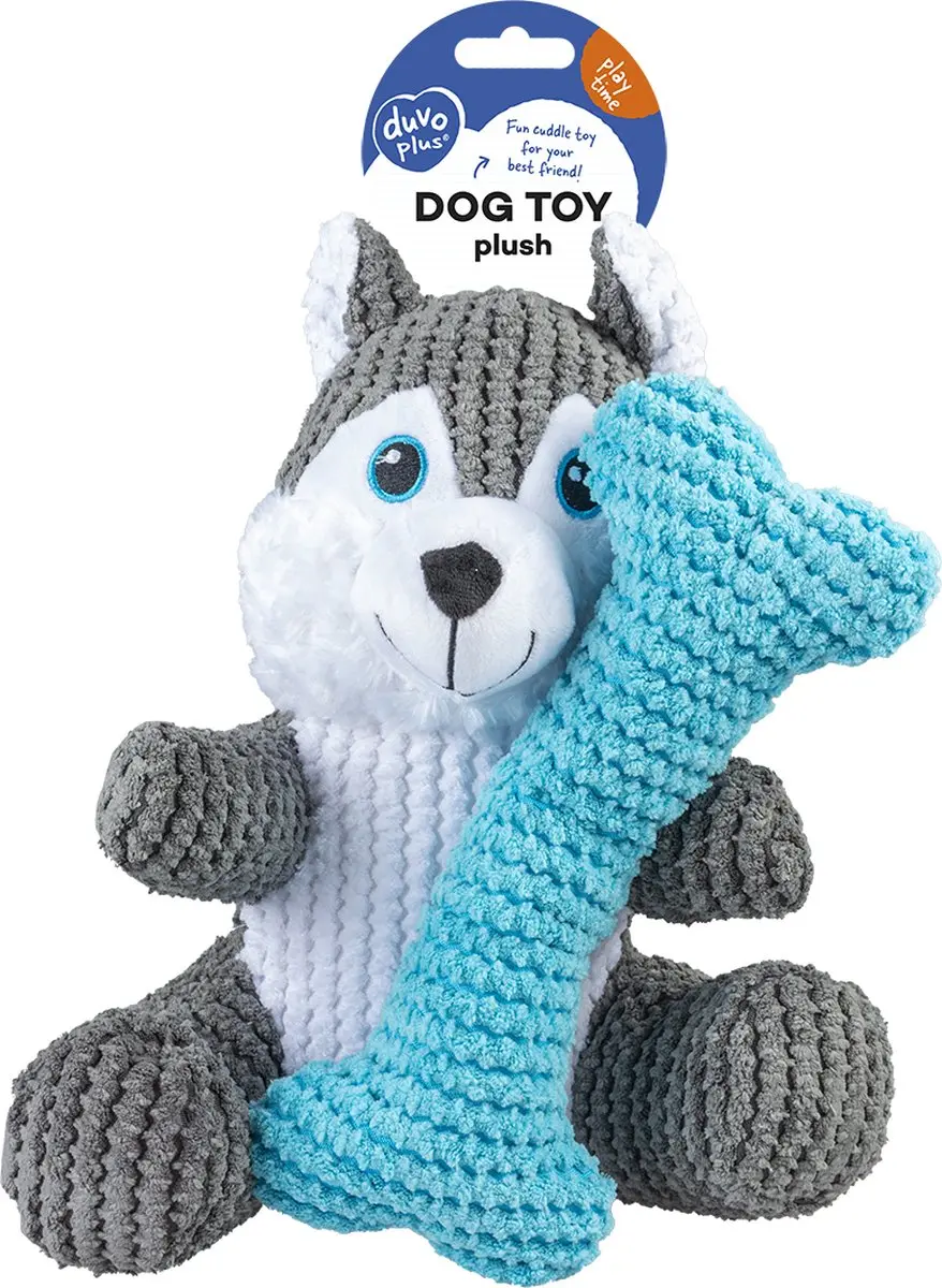 DuvoPlus Pluche Duo Husky Hond - Meerkleurig