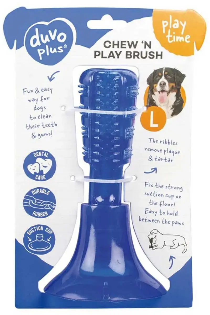 Duvo Chew 'n Play Brush Fix L - Speelgoed Hond - Blauw