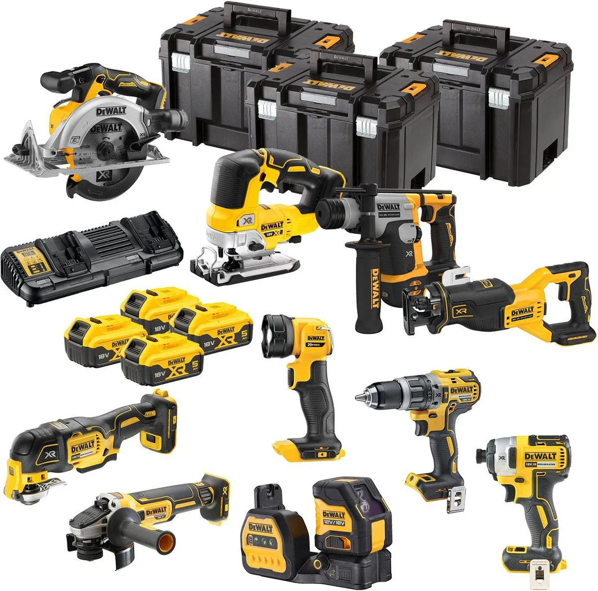DeWalt DCK1012P4T Accu Combiset 18V XR - 10-delig - 4x 5.0Ah