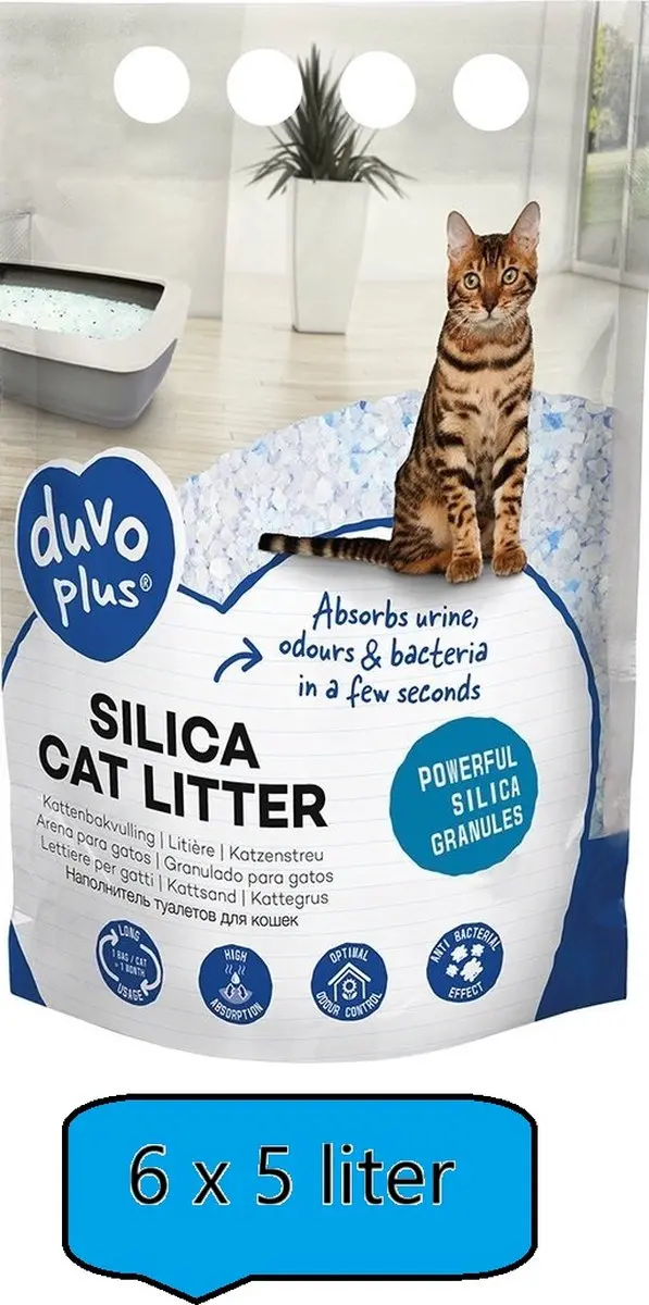 Duvo Silica Kattenbakvulling 30L (6x5L)