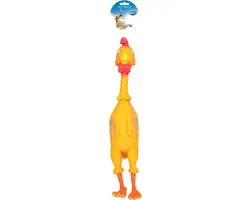 DuvoPlus Latex Pop Up Funny Chicken L - Speelgoed voor honden - 50cm - Meerkleurig