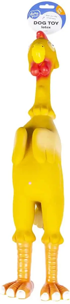 DuvoPlus Latex Pop Up Funny Chicken L - Speelgoed voor honden - 50cm - Meerkleurig