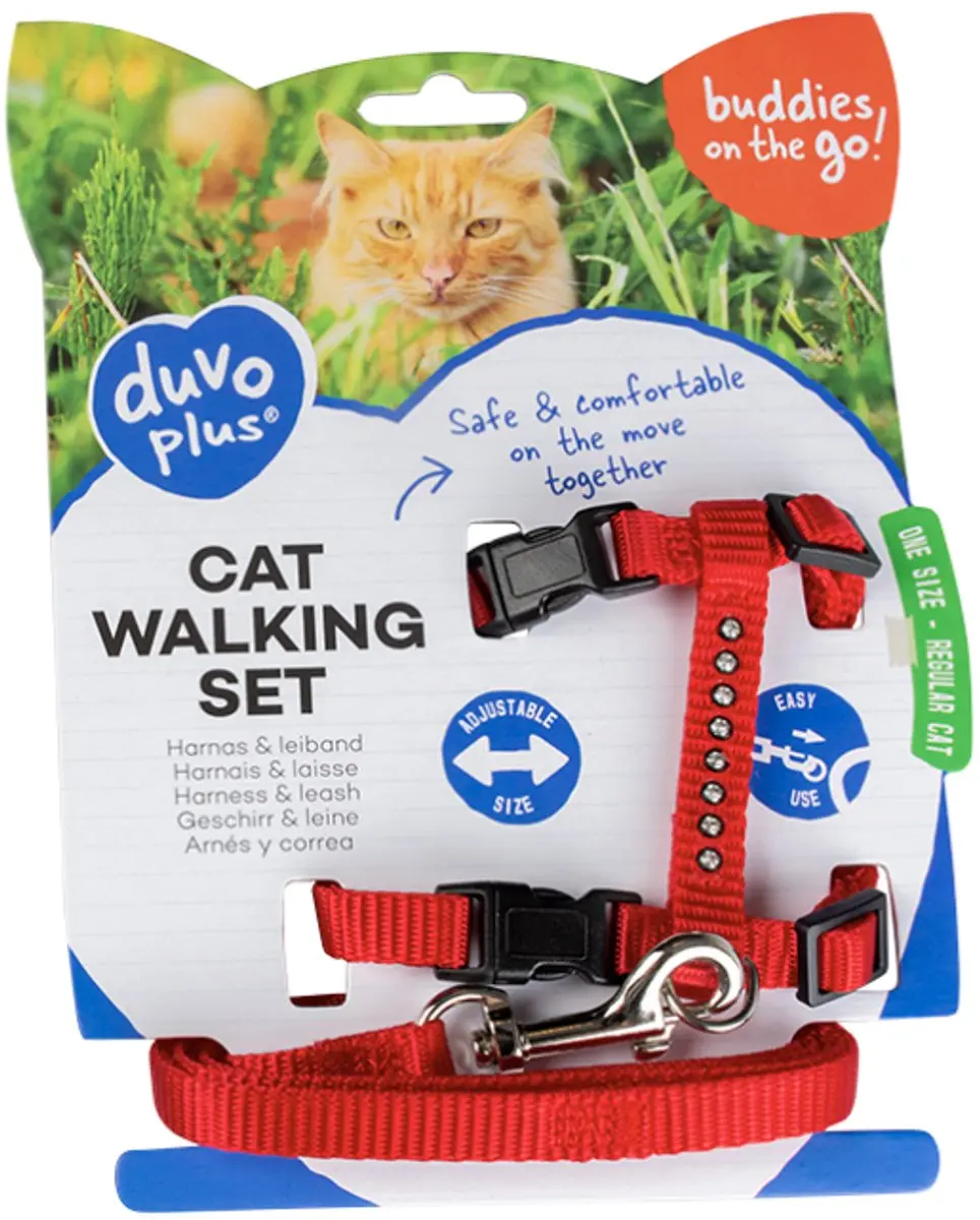 DuvoPlus Uitlaatriem Kat Wandelset Diamanten 125cm - Gemengde Kleuren