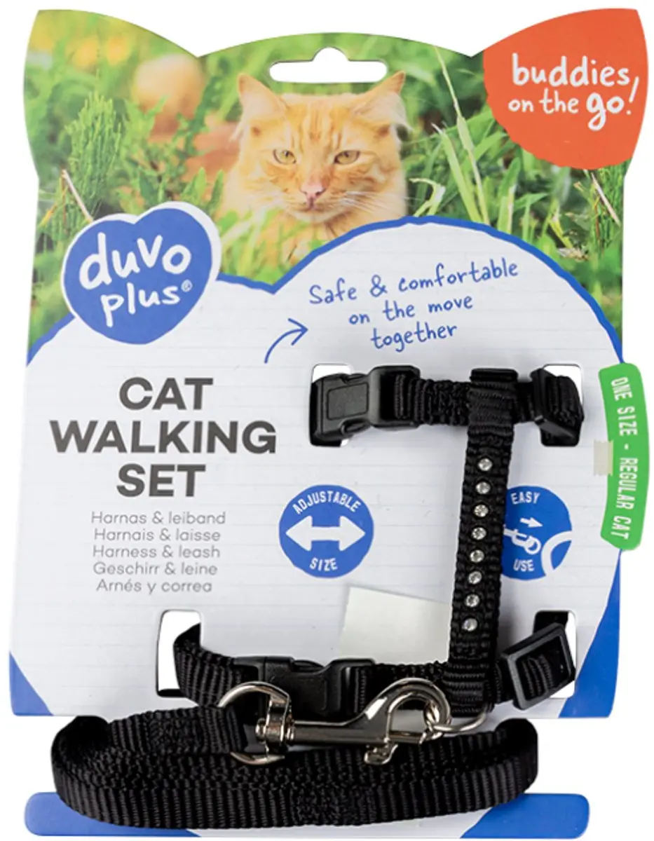 DuvoPlus Uitlaatriem Kat Wandelset Diamanten 125cm