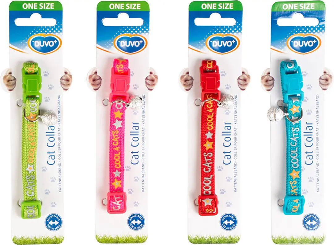 Duvo+ Cool Cats Nylon Kattenhalsband 20-30cm - Gemengde Kleuren