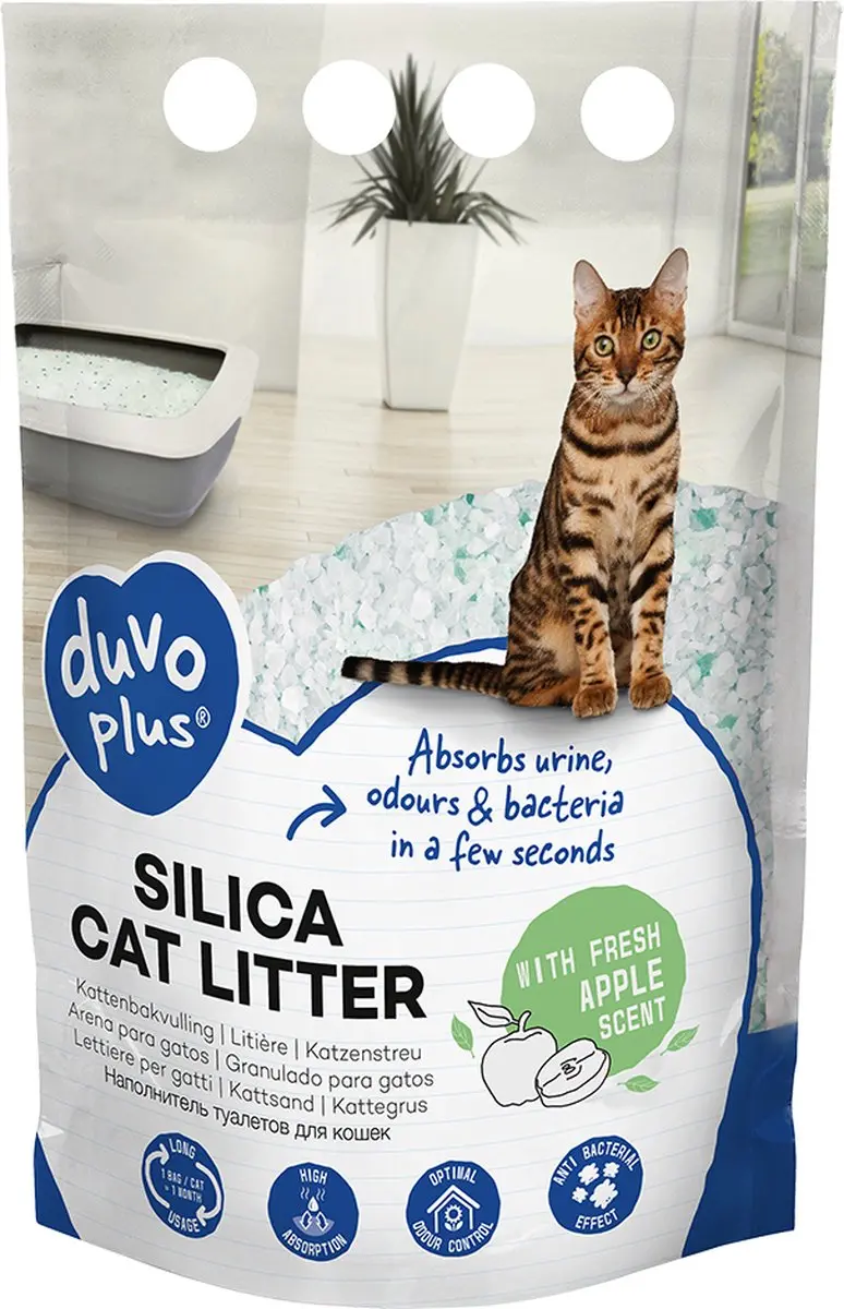 Duvo+ Premium Silica Kattenbakvulling Appel 5L