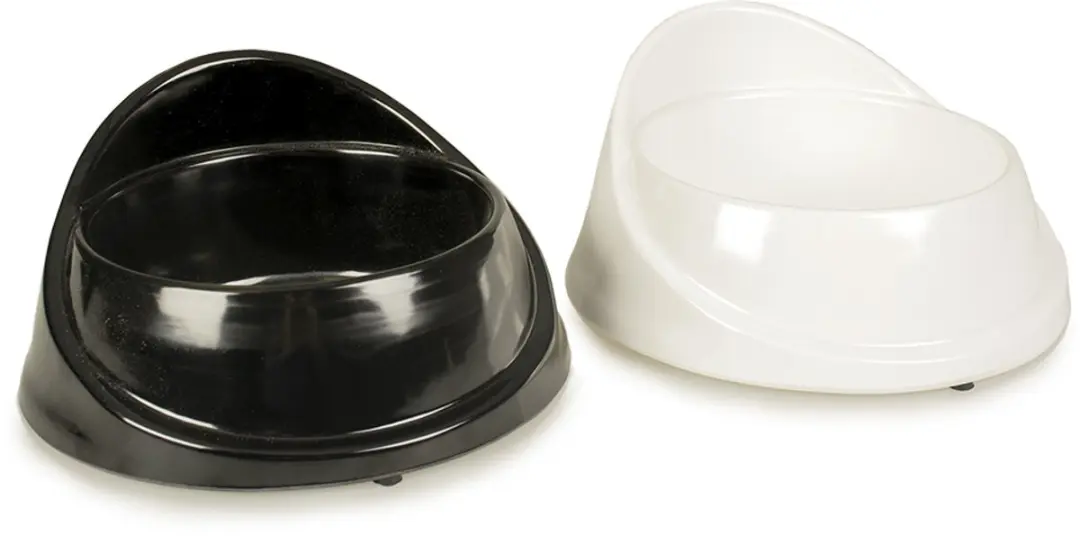 DuvoPlus Voerbak Eetkom Melamine 450ml - Ø13cm - Zwart/Wit