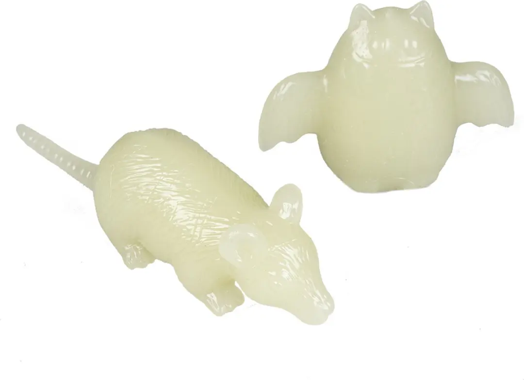 DuvoPlus TPR Glow-in-Dark Vleermuis & Rat Hondenspeeltje 10x7x4cm