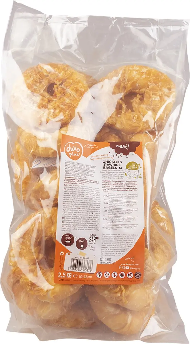 Duvo+ Kip & Runderhuid Bagels Medium - 2500g - 22 Stuks