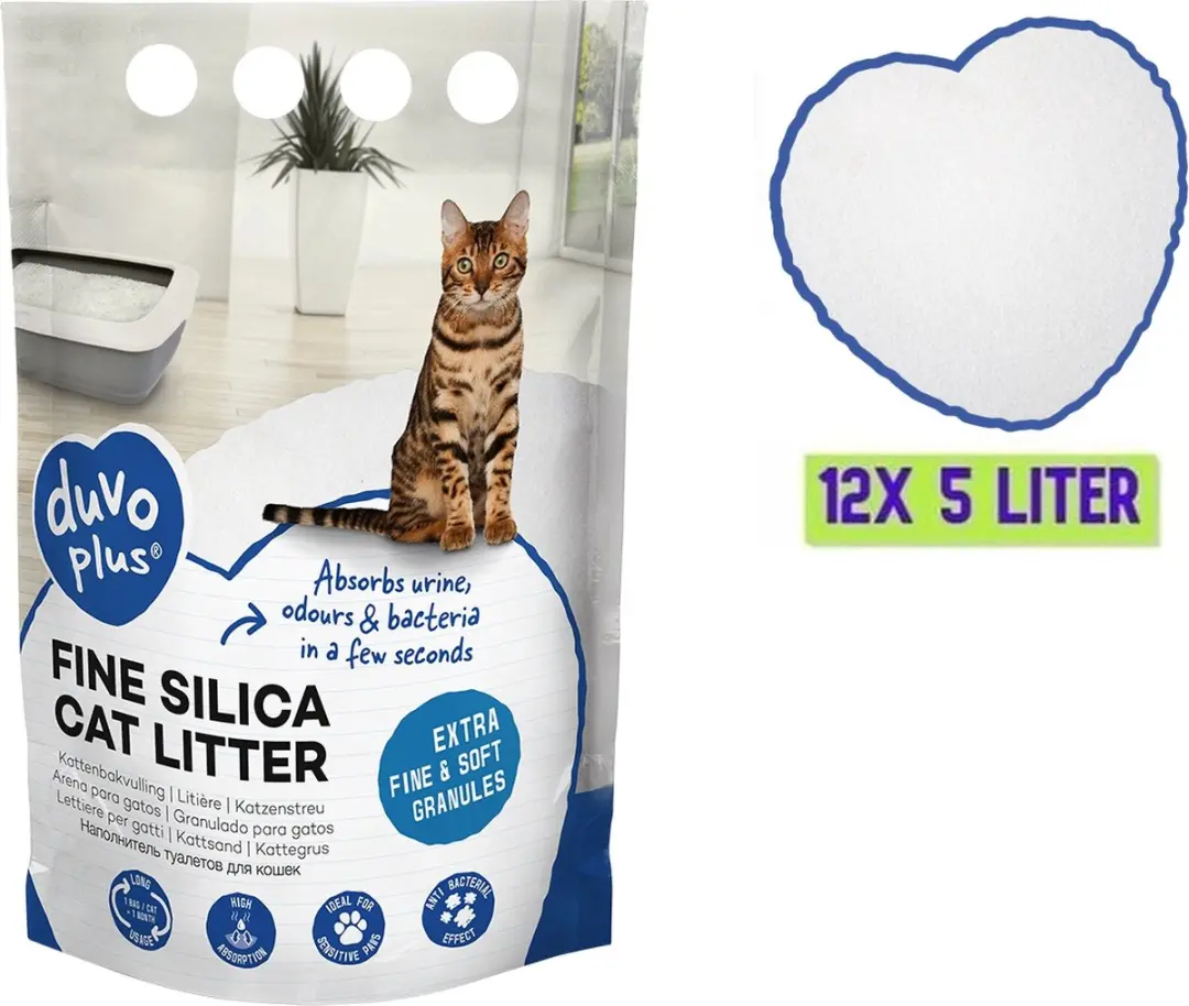 Duvo Silica Premium Kattenbakvulling Wit 0,5-1,5mm - 12x5L