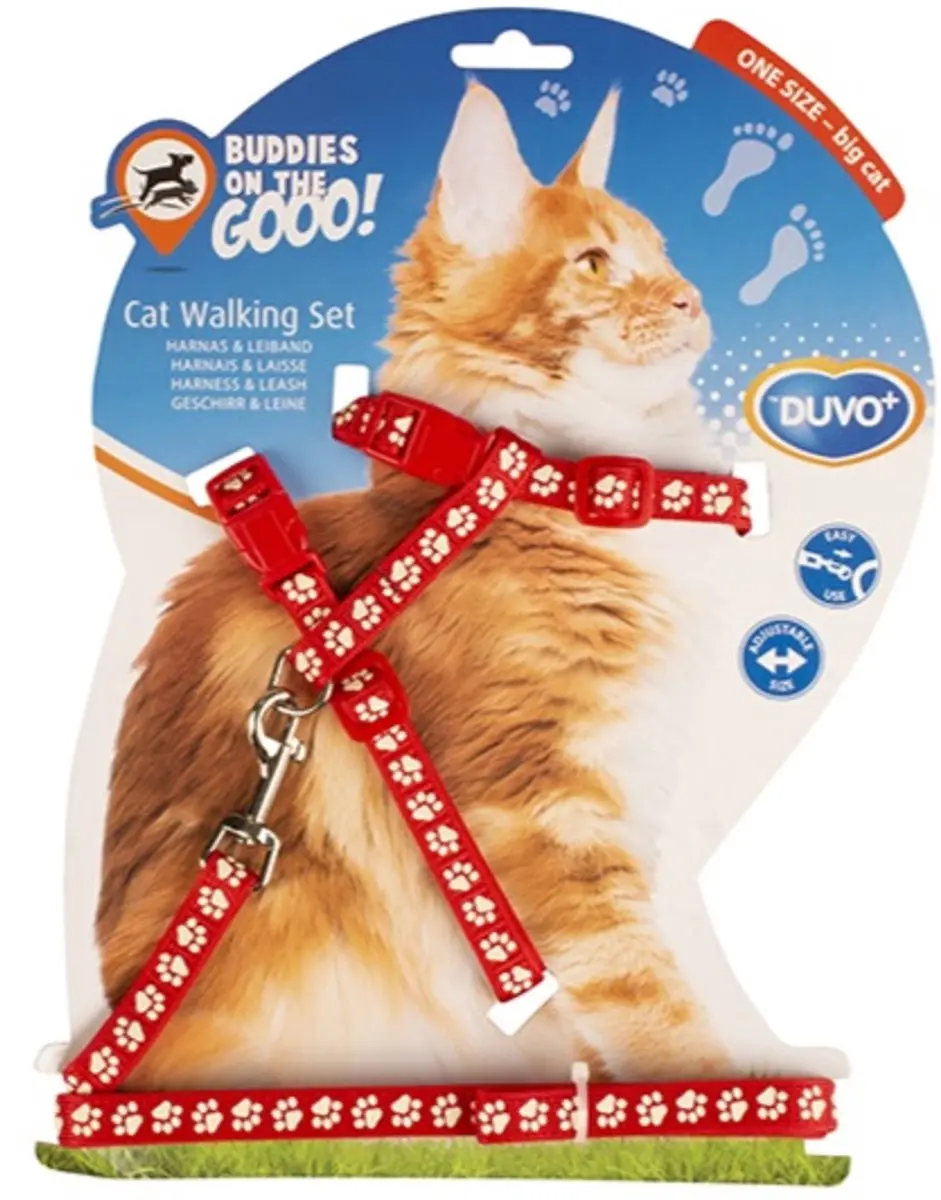 DuvoPlus Uitlaatriem Kat Grote Wandelset 125cm Rood