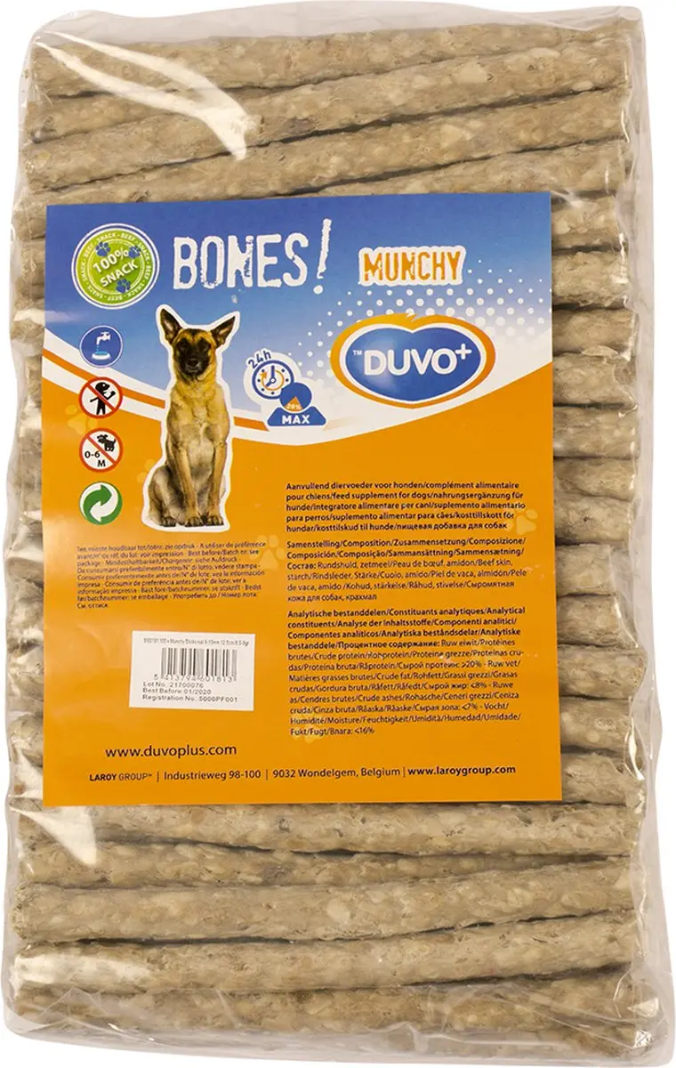 Duvo Duvoplus Munchy Sticks Hondensnacks 100 Stuks - 12,5cm Beige