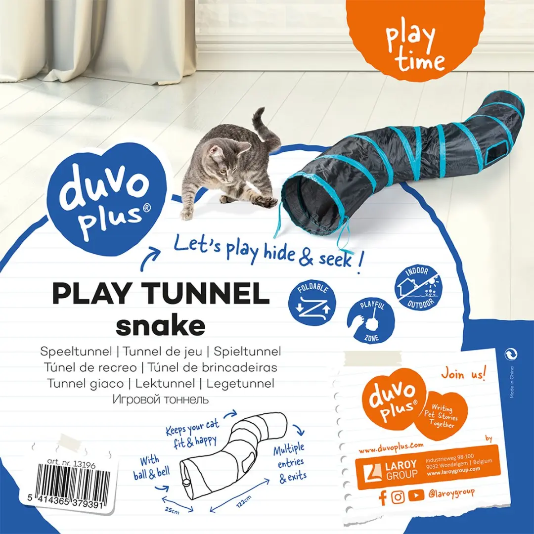 DuvoPlus Speeltunnel Snake 122x25cm