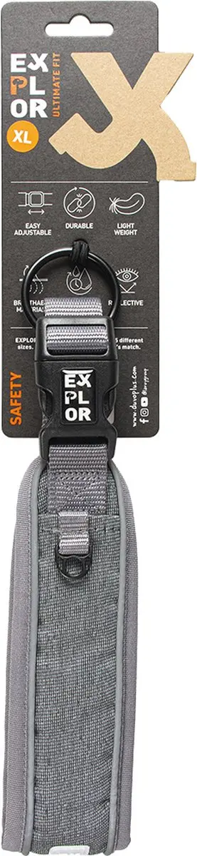 Duvo Duvoplus Ultimate Fit Control Halsband Safety XL - 52-61cm - Zilver Reflecterend