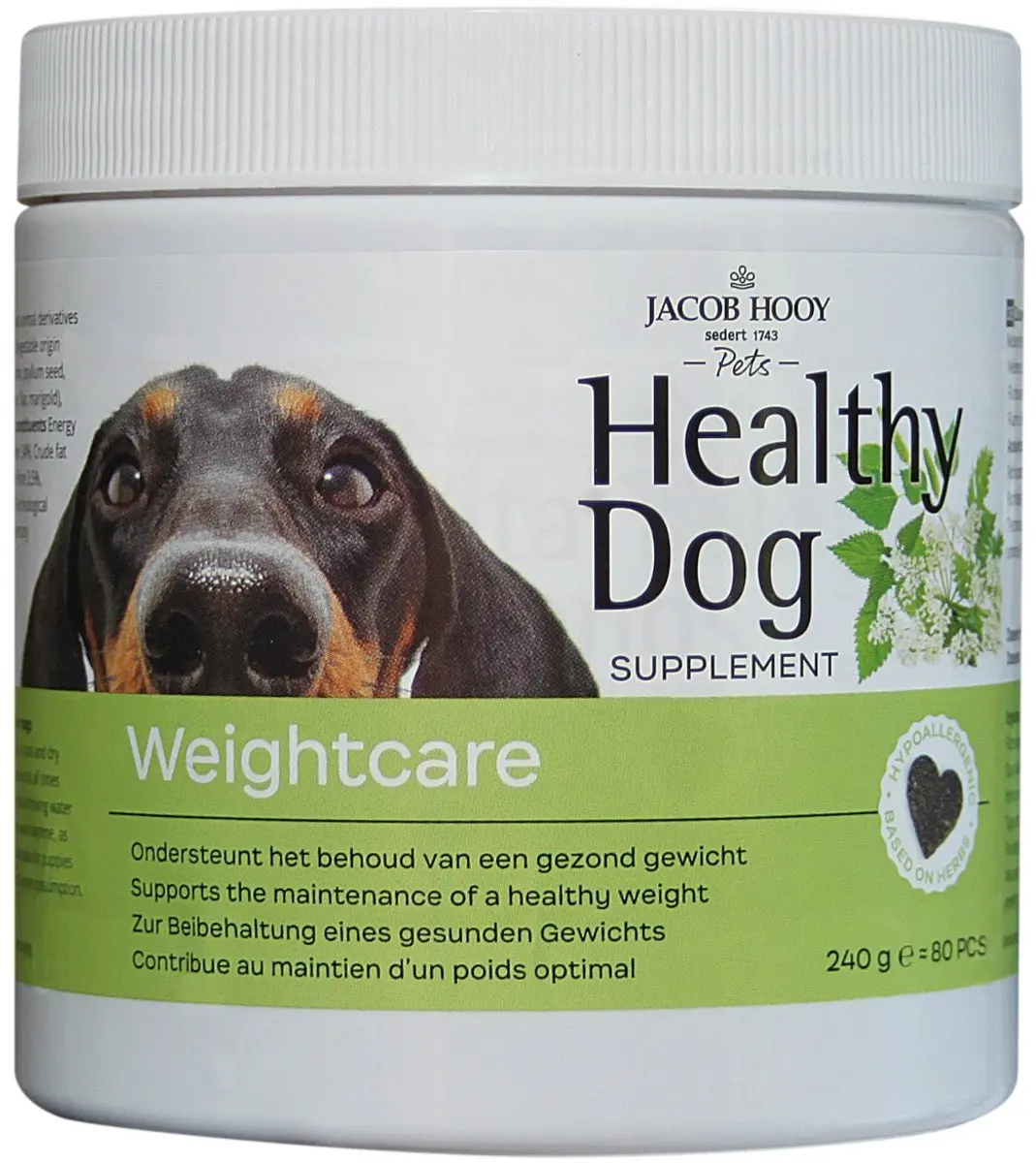 Jacob Hooy Healthy Dog Weightcare Voedingssupplement 80 Stuks