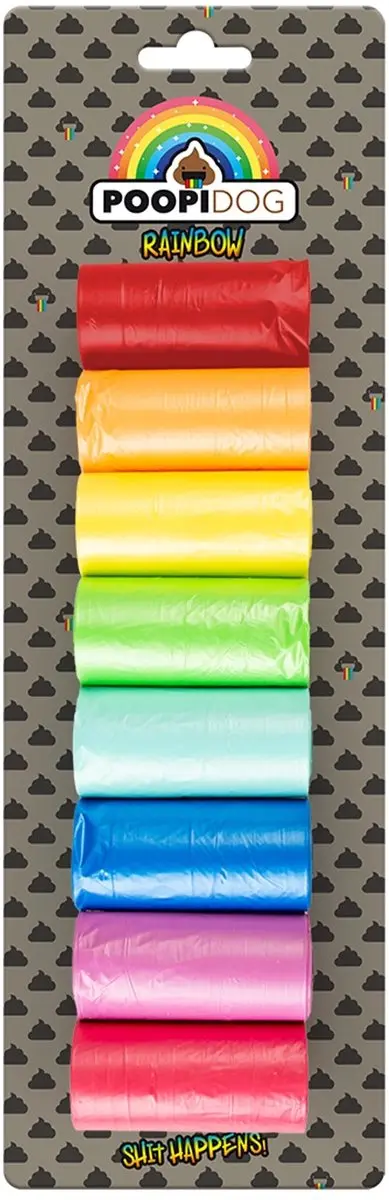 DuvoPlus Hondenpoepzakjes Rainbow 4x15st - 60 Stuks - Meerkleurig