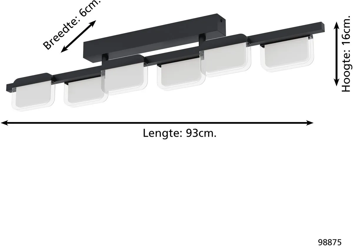 Eglo Ervidel Plafondlamp LED 93cm - Zwart
