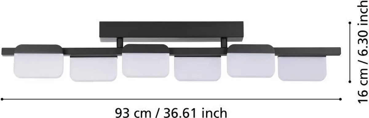 Eglo Ervidel Plafondlamp LED 93cm - Zwart