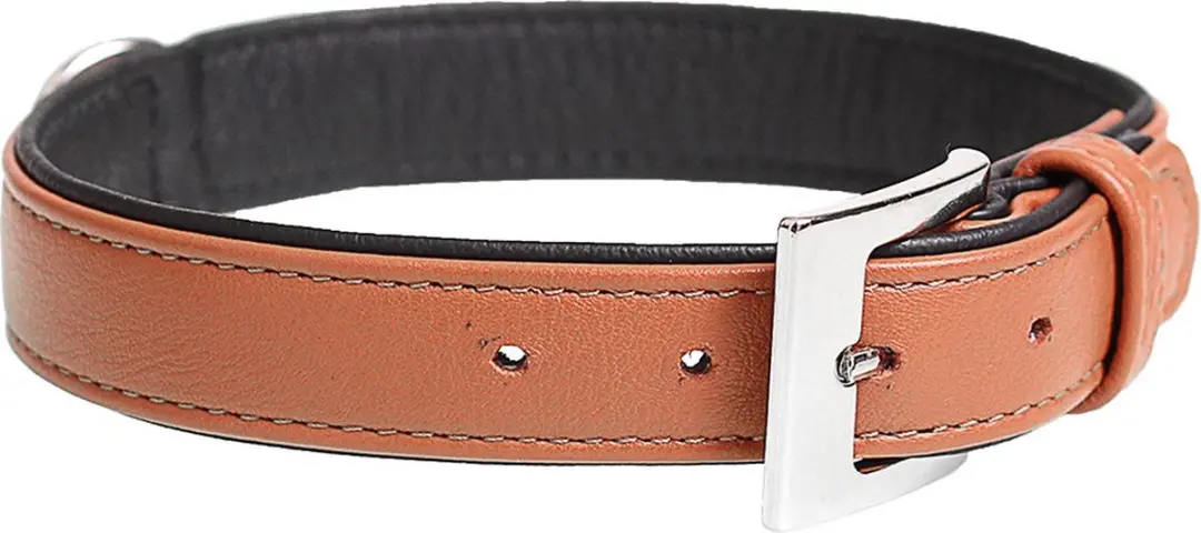 DuvoPlus Leder Halsband 32-38cm/19mm Cognac