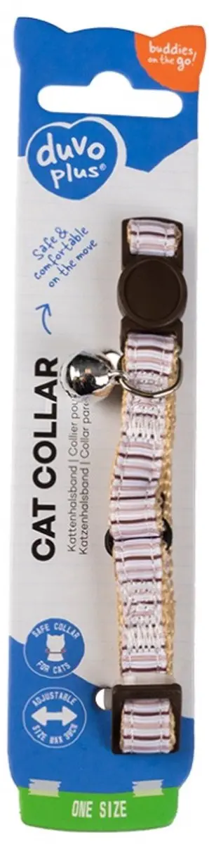 Duvo+ Kattenhalsband Beach Nylon - Blauw/Beige 20-30cm