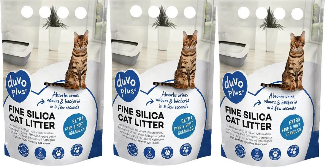 Duvo+ Premium Silica Kattenbakvulling Fijn 15L (3x5L)