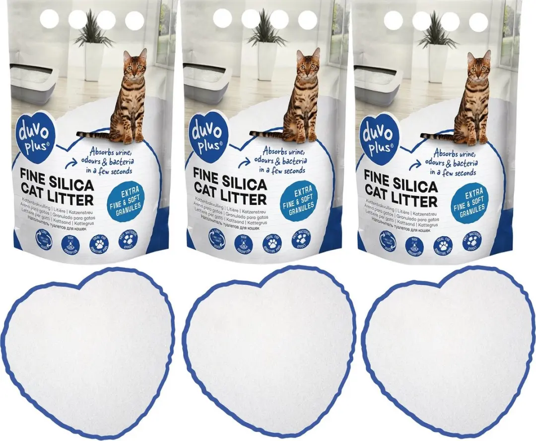 Duvo+ Premium Silica Kattenbakvulling Fijn 15L (3x5L)