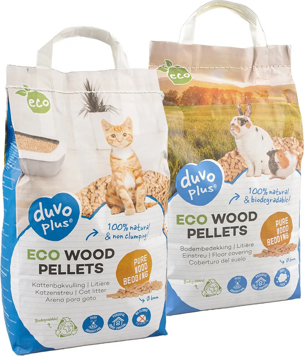 Duvo Eco Houtkorrels Bodembedekking 6mm Kattenbakvulling 10kg