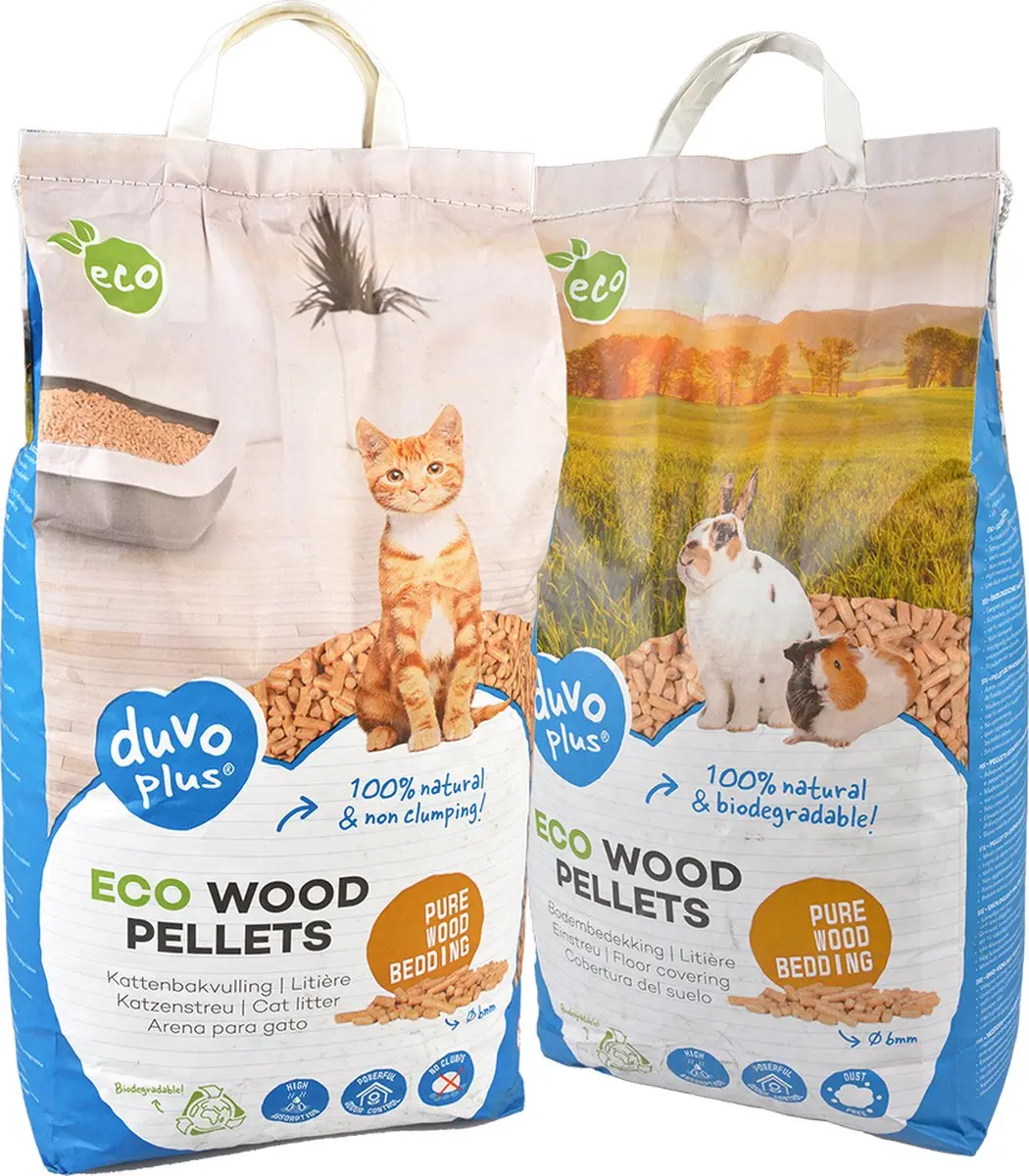 Duvo Eco Houtkorrels Bodembedekking 6mm Kattenbakvulling 10kg