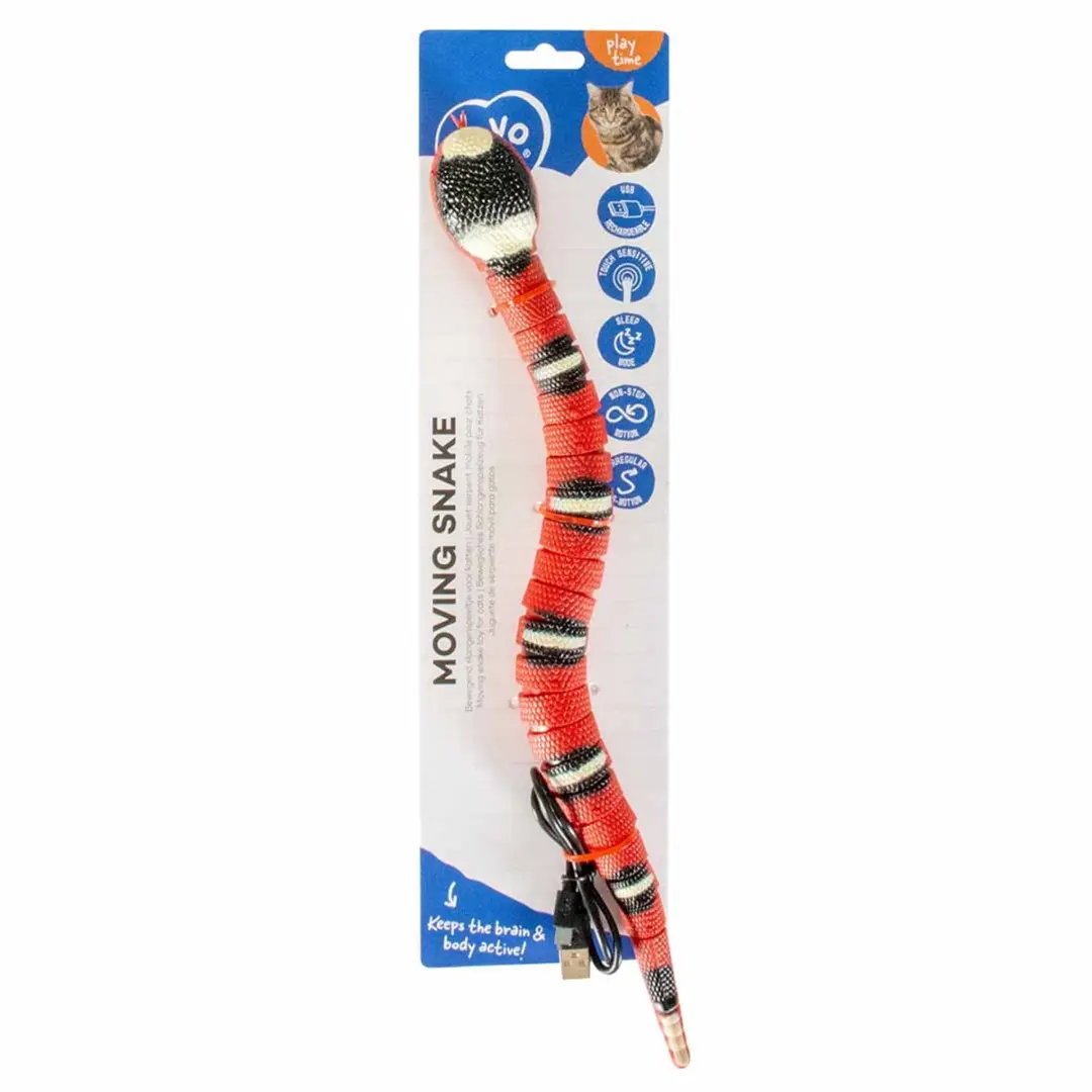 Duvo+ Moving Snake Kattenspeeltje - Rood/Wit/Zwart